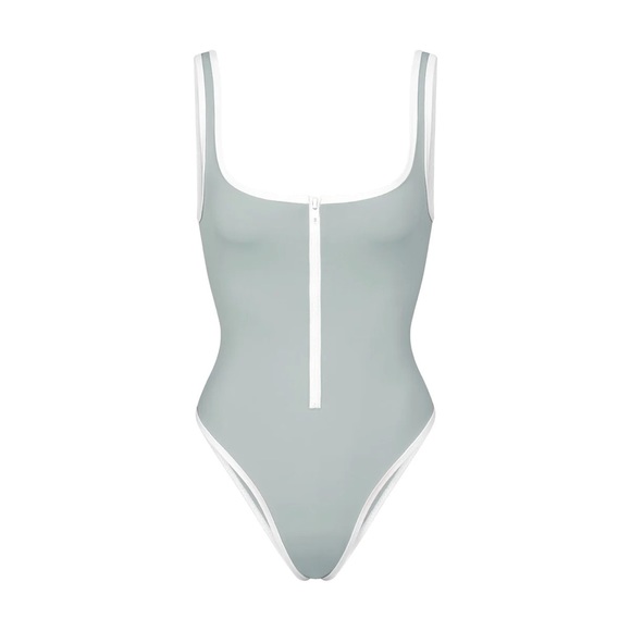Skims Swim Zip Up Scoop Neck| Pacific - Picture 3 of 5